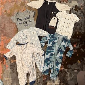 Assorted Baby Onesies and Footies size range newborn to 3 months